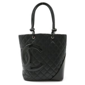 Chanel Cambon Line Medium Tote Bag Soft Calf Enamel Black
